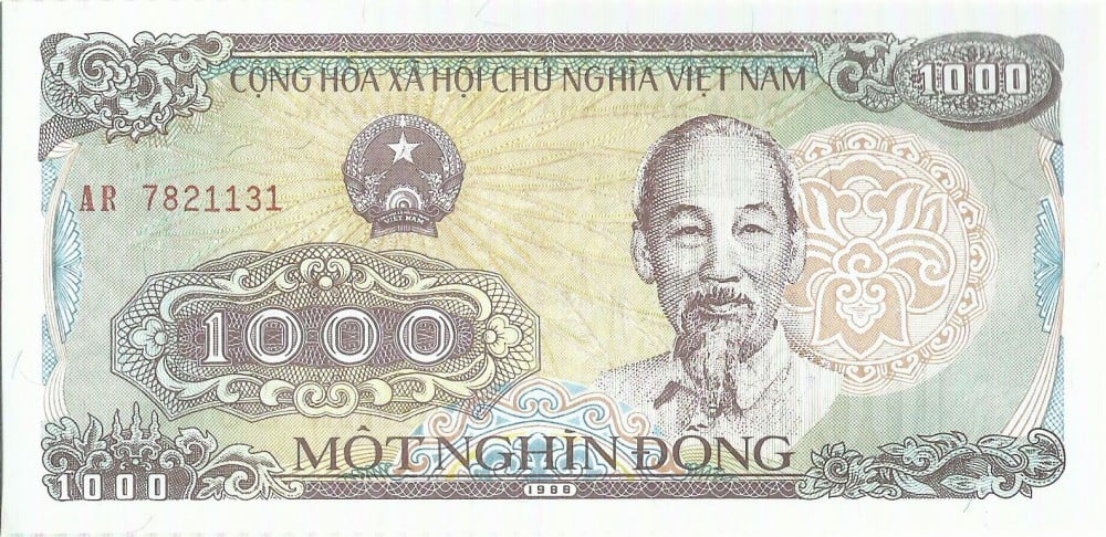 Fotografie: Bancnotă 1.000 de dongi, Vietnam, 1988, necirculată