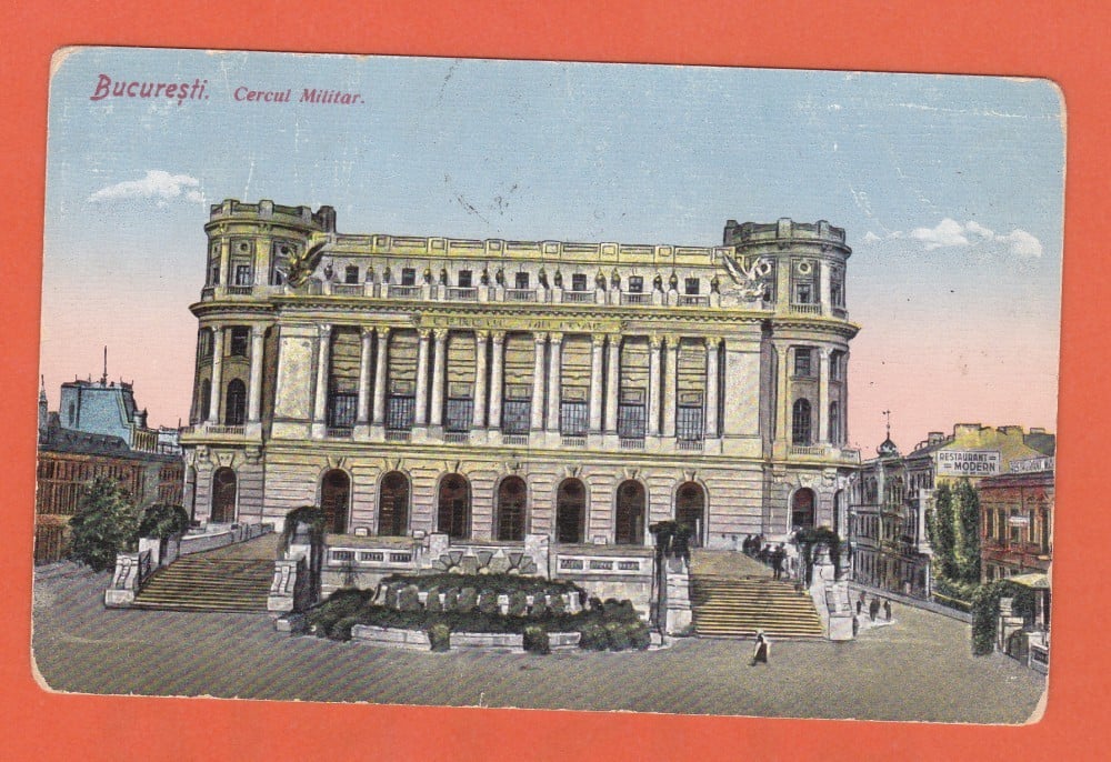 Fotografie: Ilustrată „București — Cercul Militar”, circulată în 1931