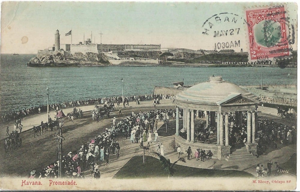 Fotografie: Vedere „Havana — Promenade”, Cuba, circulată în 1910