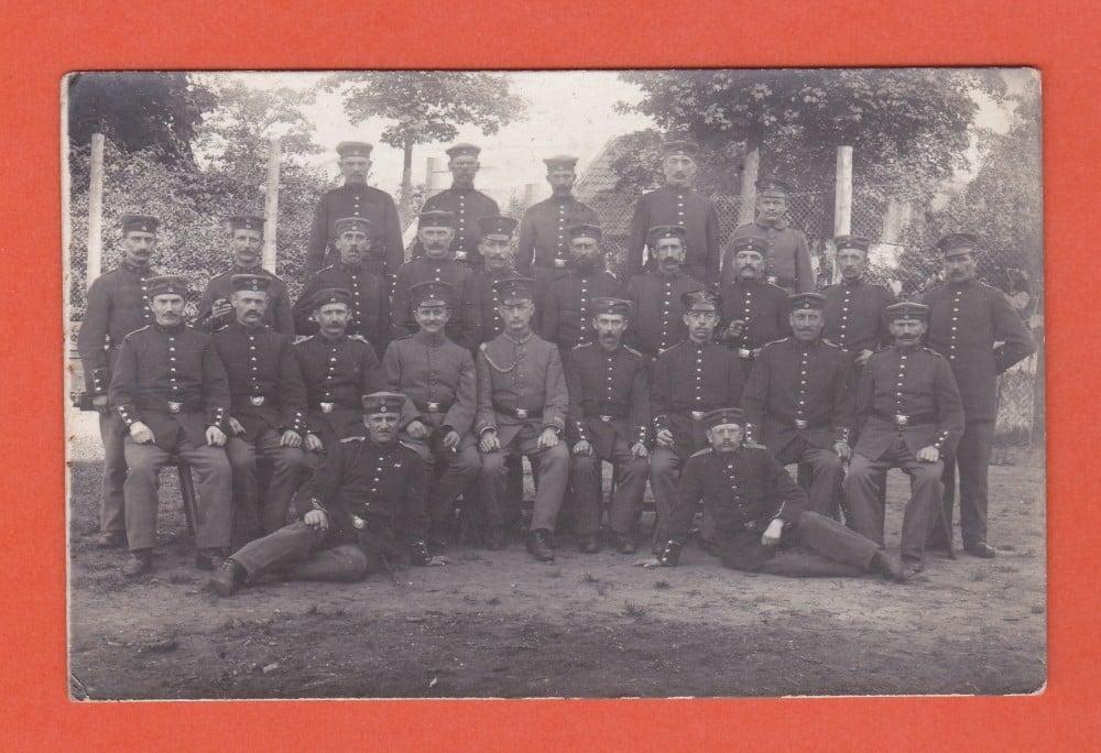Fotografie: Ilustrată-fotografie — paradă de ofițeri, Primul Război Mondial, 1916, circulată