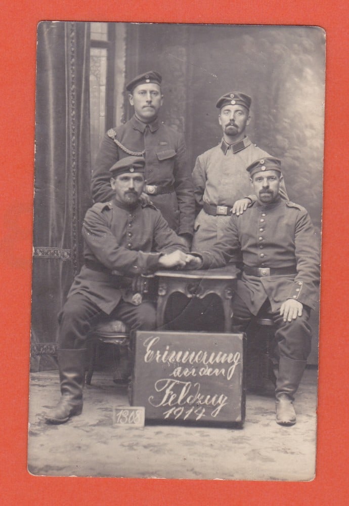 Fotografie: Fotografie cu un grup de militari, 1914, scrisă, necirculată