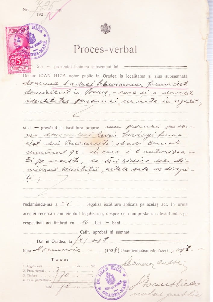 Fotografie: Proces-verbal, Oradea, 1928
