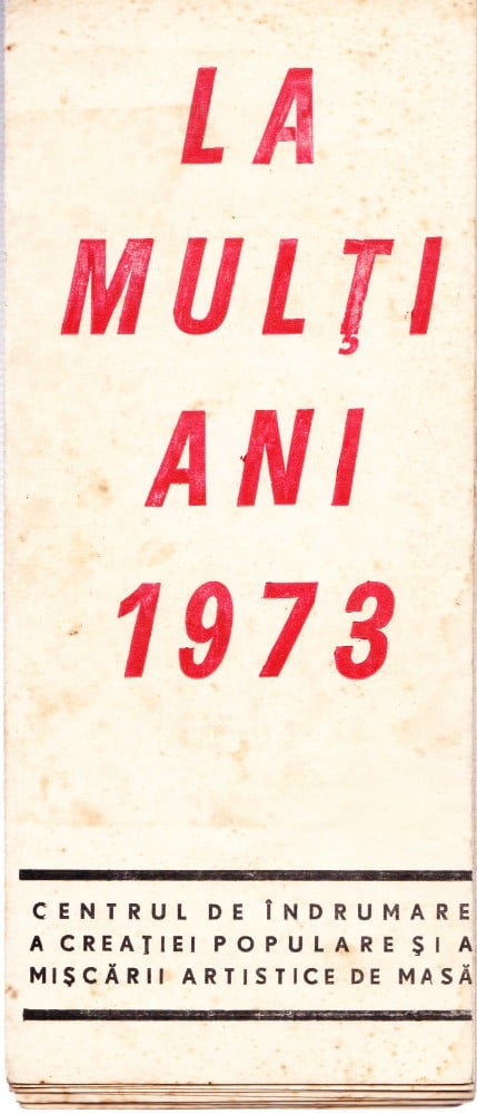 Fotografie: Pliant al Centrului de Îndrumare a Creației Populare și a Mișcării Artistice de Masă, 1973