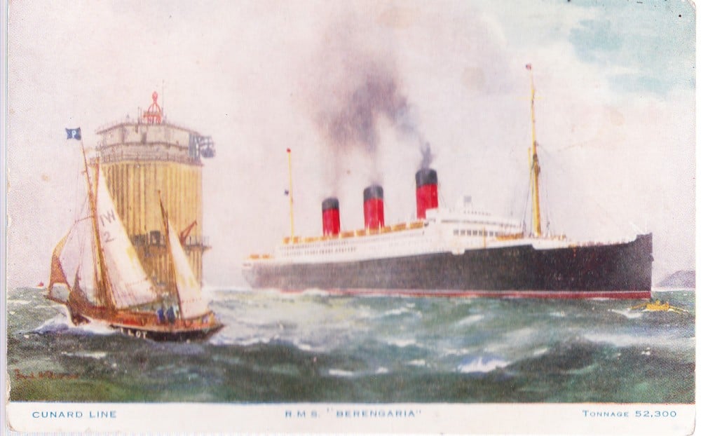 Fotografie: Vedere cu vasul R.M.S. Berengaria, Anglia, necirculată