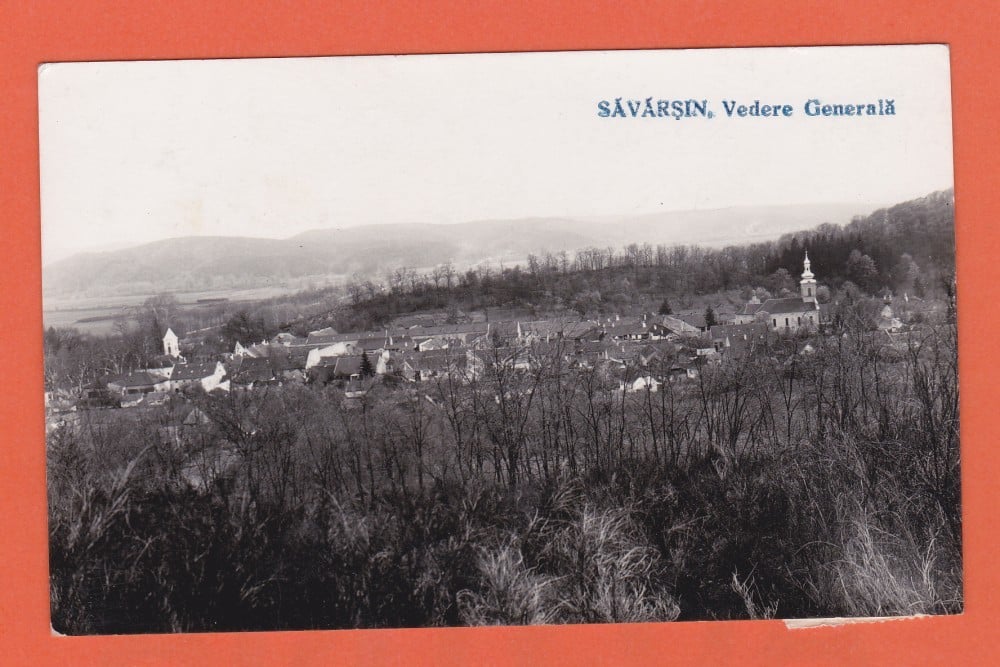 Fotografie: Ilustrată „Săvârșin — vedere generală”, circulată în 1936