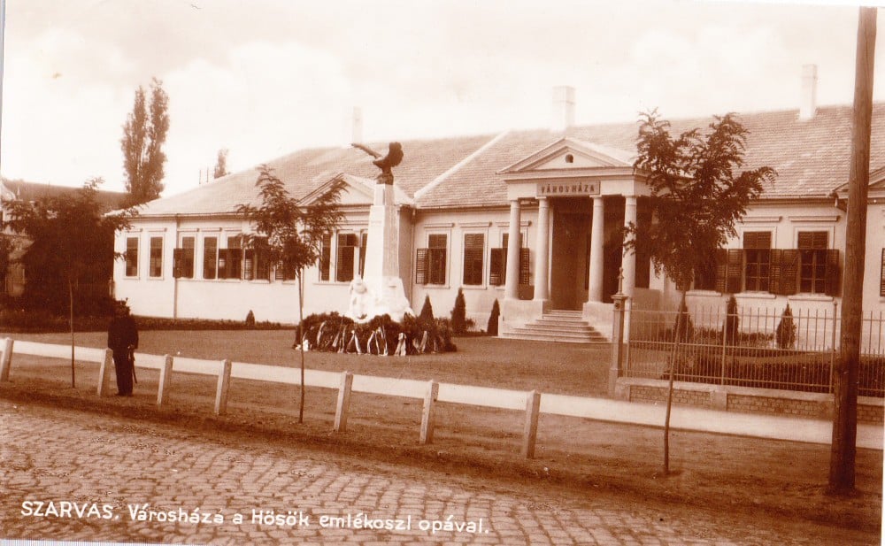 Fotografie: Vedere Szarvas, Ungaria, circulată în 1914