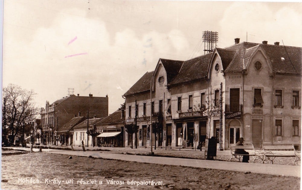 Fotografie: Vedere Mohács, Ungaria, circulată în 1936