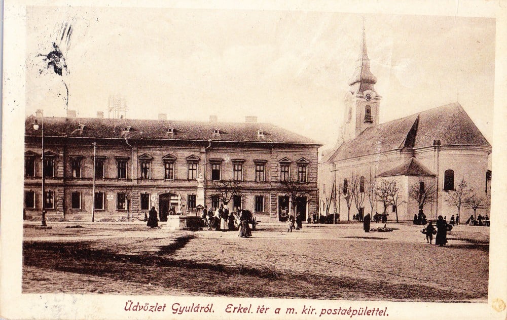 Fotografie: Vedere Gyula, Ungaria, circulată în 1917
