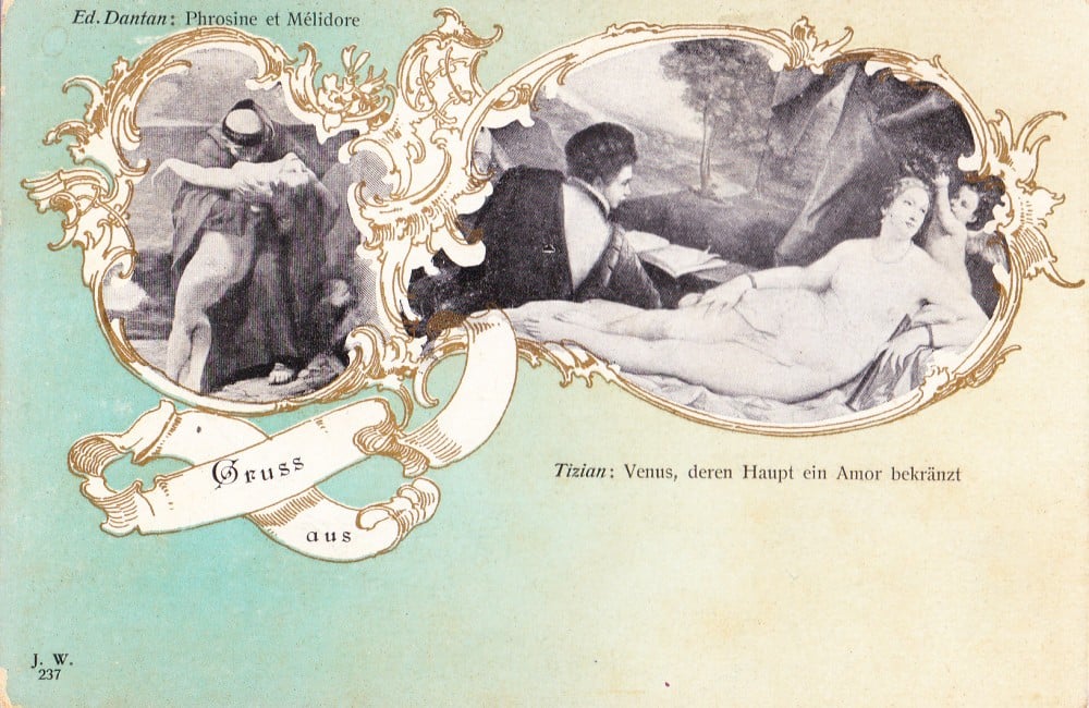 Fotografie: Ilustrată — Dantan, „Phrosine et Mélidore”; Tizian, „Venus”, necirculată