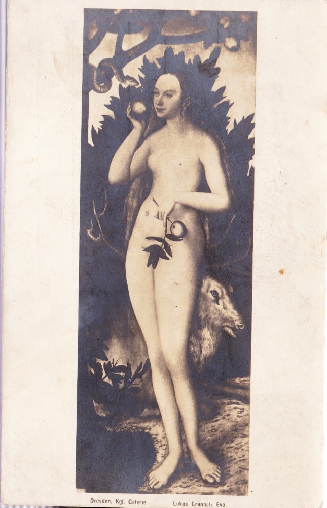 Fotografie: Ilustrată „Dresda, Galeria regală — Lucas Cranach, Eva”, necirculată