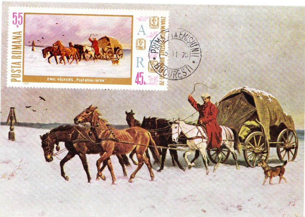 Fotografie: Maximă — Emil Volkers, „Poștalion iarna”, 1970, necirculată