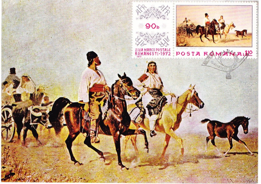 Fotografie: Maximă — Emil Volkers (1831–1905), „Țărani călări”, 1972, necirculată