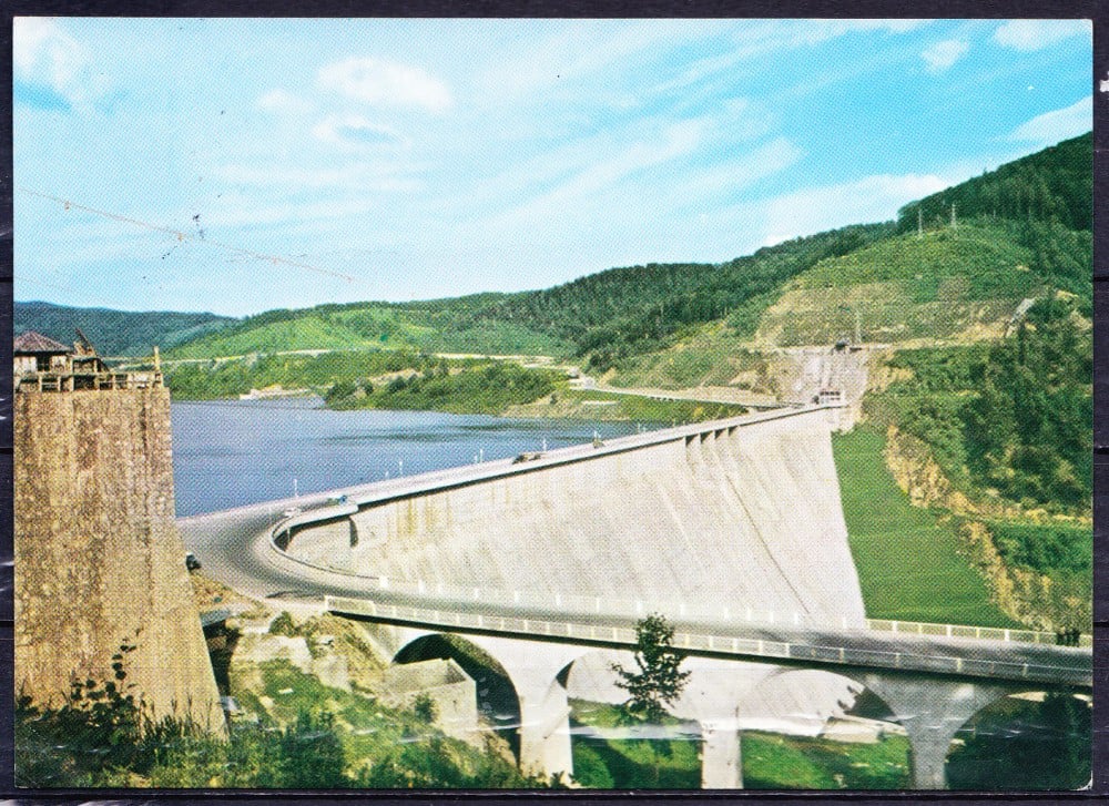 Fotografie: Ilustrată „Bicaz — Barajul hidrocentralei”, 1967, circulată