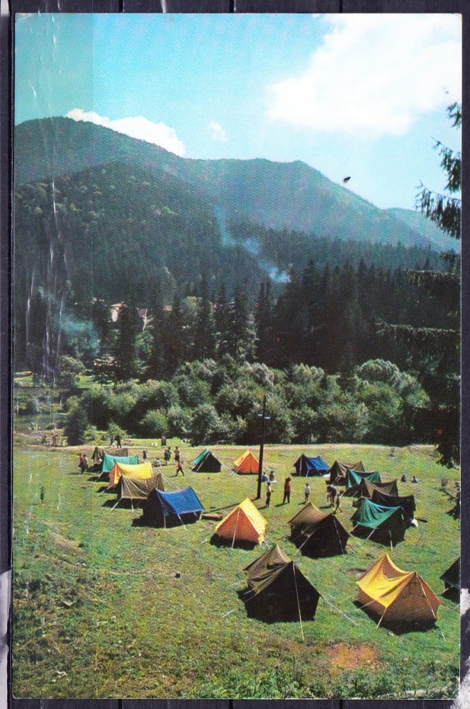 Fotografie: Ilustrată „Camping la Tușnad”, 1965, circulată