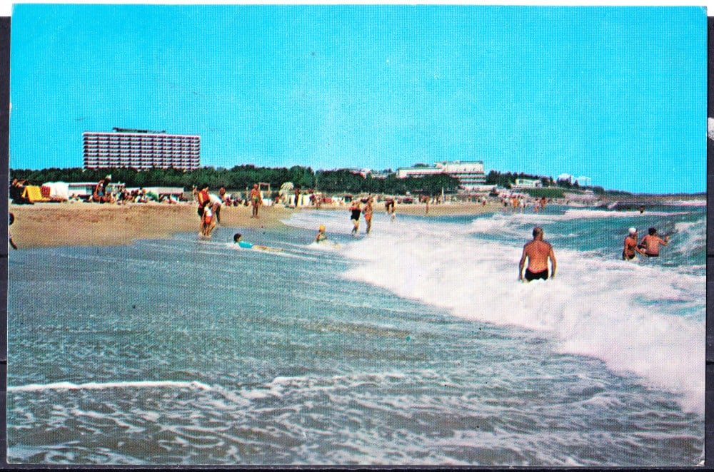 Fotografie: Ilustrată „Eforie Nord — plaja”, 1974, circulată