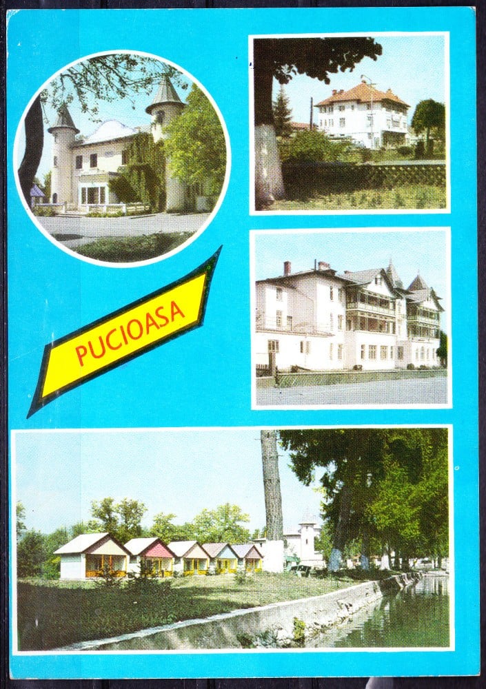 Fotografie: Ilustrată-colaj Pucioasa, 1974, circulată