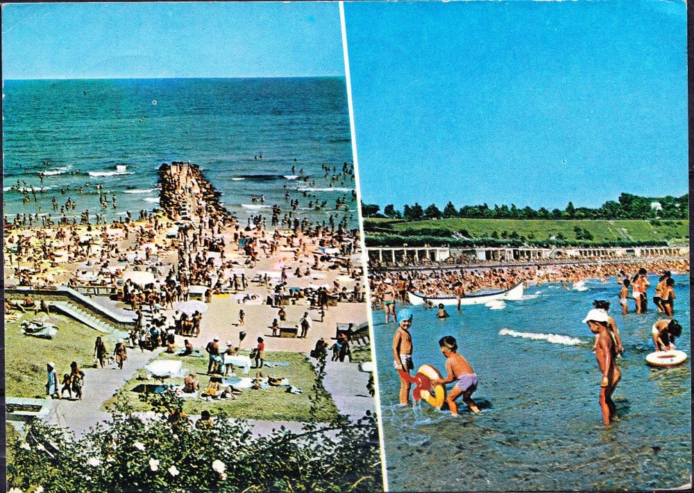 Fotografie: Ilustrată „Eforie Sud — vedere de pe plajă”, 1980, circulată