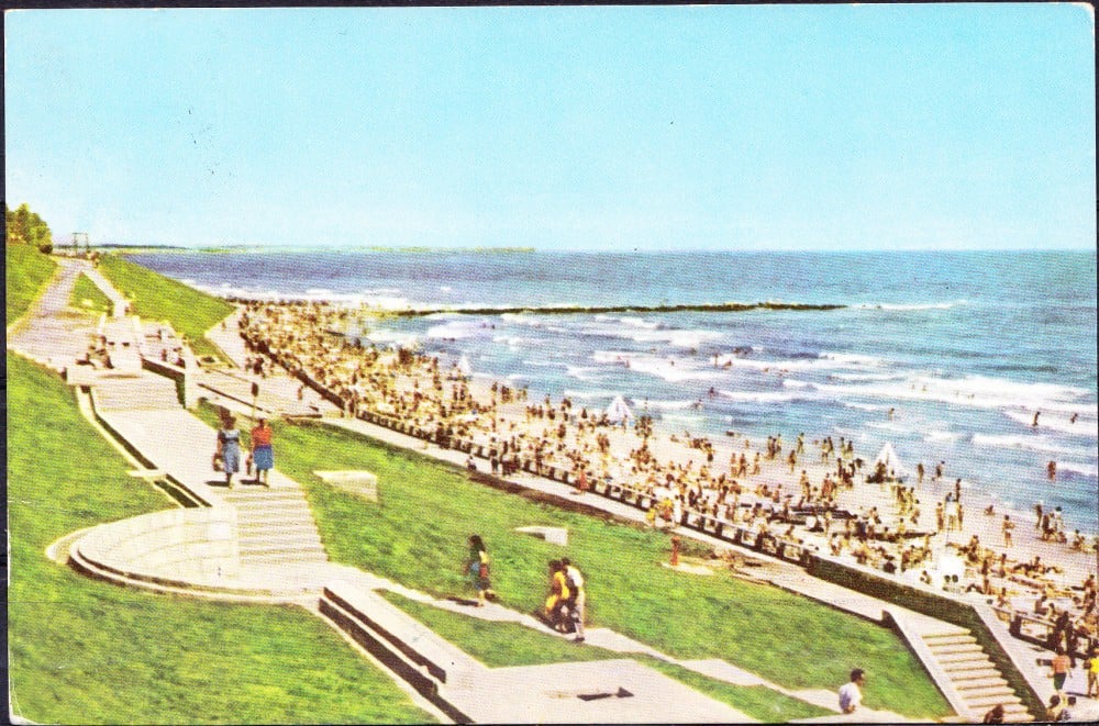 Fotografie: Ilustrată „Eforie Sud — plaja și faleza”, 1963, circulată