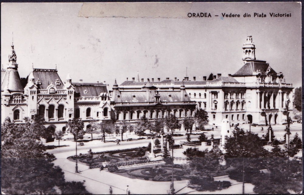 Fotografie: Ilustrată „Oradea — vedere din Piața Victoriei”, 1963, circulată
