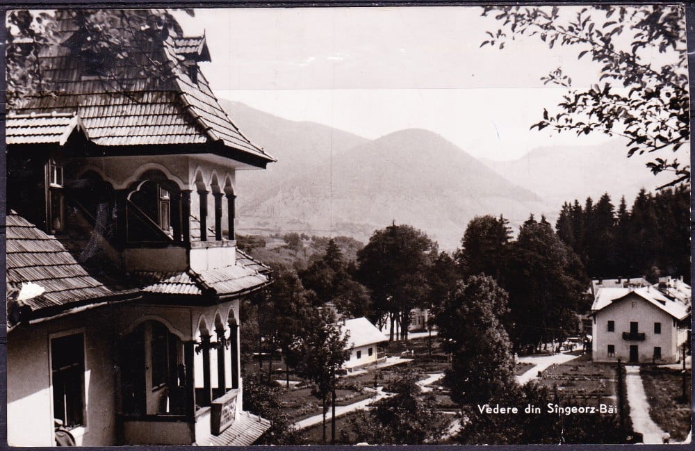 Fotografie: Ilustrată „Vedere din Sângeorz-Băi”, 1962, circulată