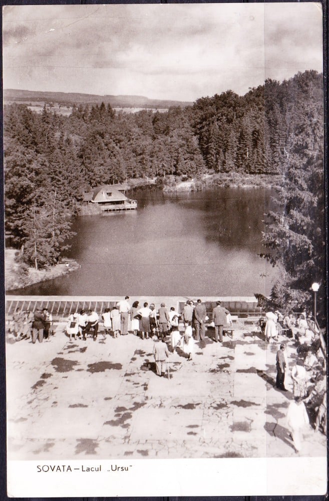 Fotografie: Ilustrată „Sovata — Lacul Ursu”, 1962, circulată