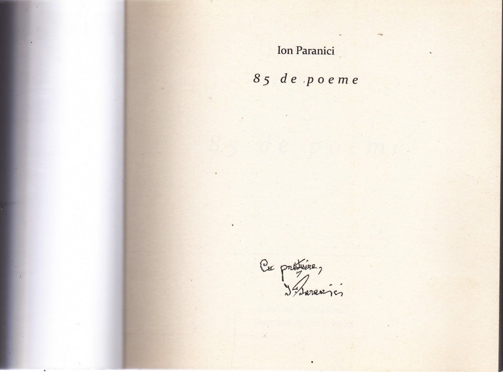 Coperta: 85 de poeme (cu autograf), Ion Paranici, Mușatinii 2022