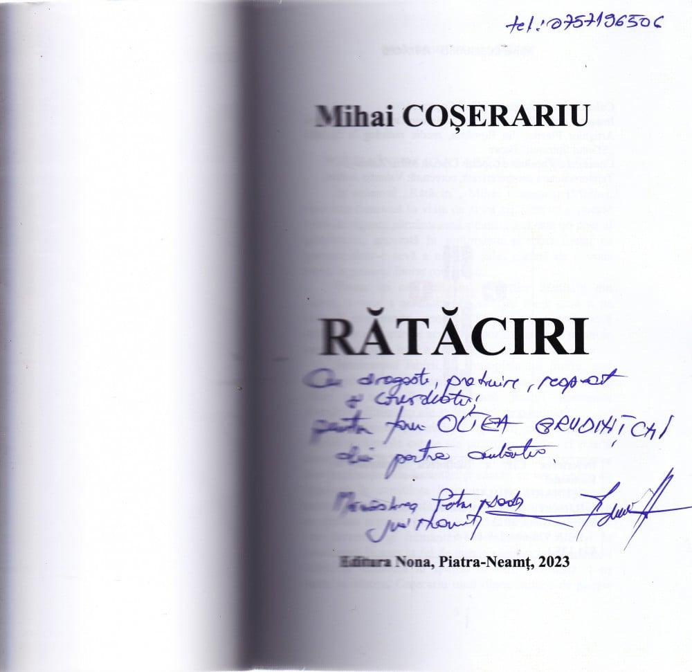 Coperta: Rătăciri (cu autograf), Mihai Coșerariu, Nona 2023