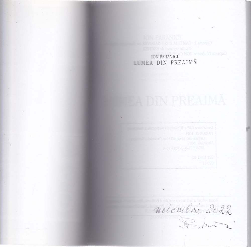 Coperta: Lumea din preajmă (cu autograf) (II), Ion Paranici, Mușatinii 2007
