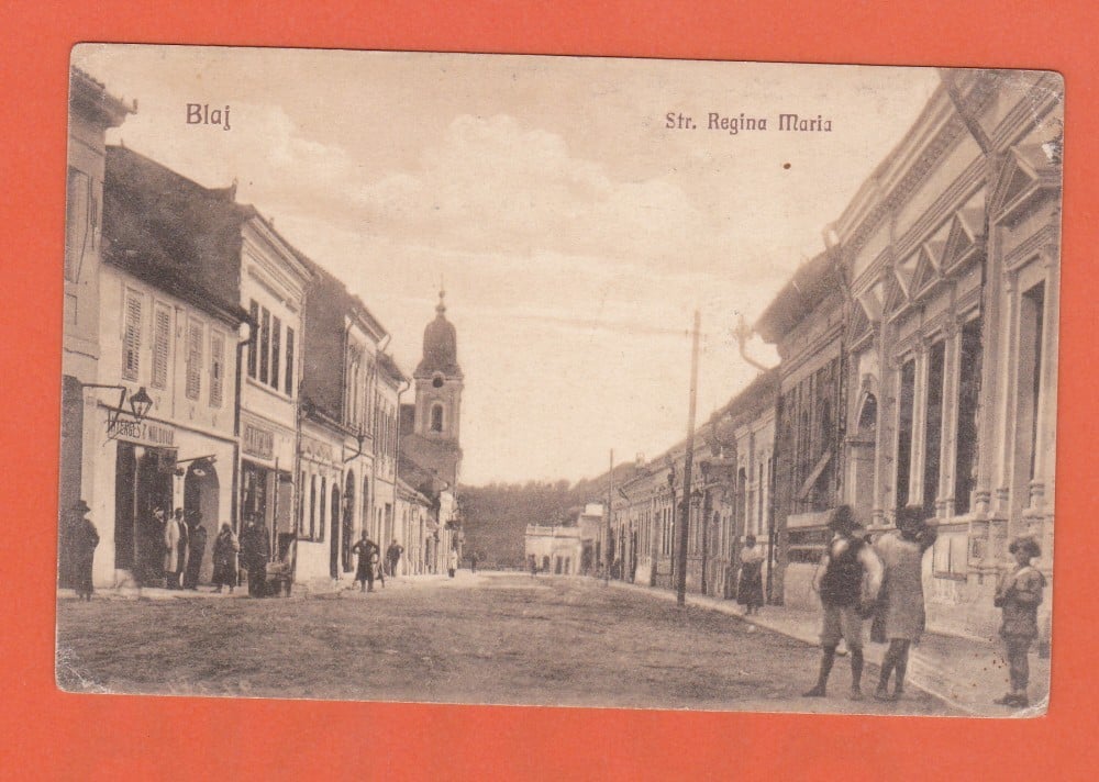 Fotografie: Ilustrată „Blaj — Strada Regina Maria”, 1926, animată, necirculată