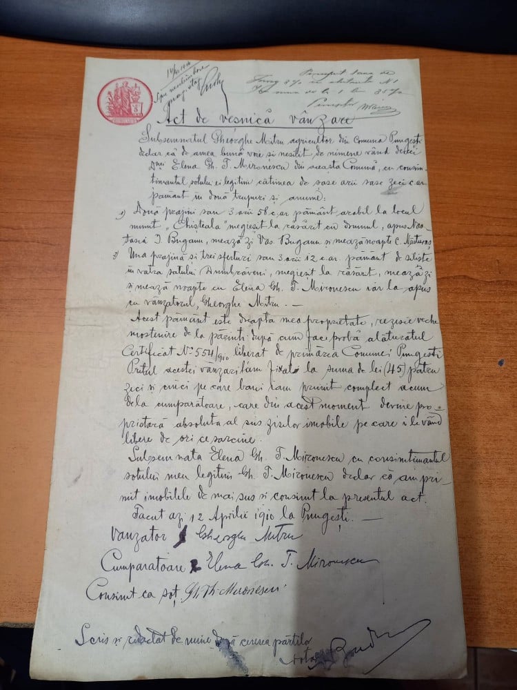 Fotografie: Act de veșnică vânzare, Tribunalul Vaslui, 1910, 1910