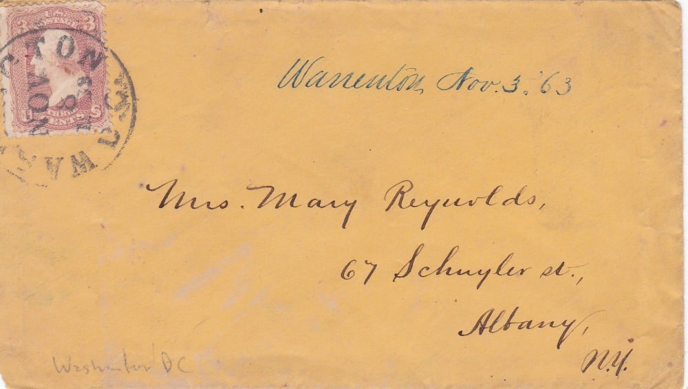 Fotografie: Plic SUA, 1861, francat cu 3 cenți (Michel 18)