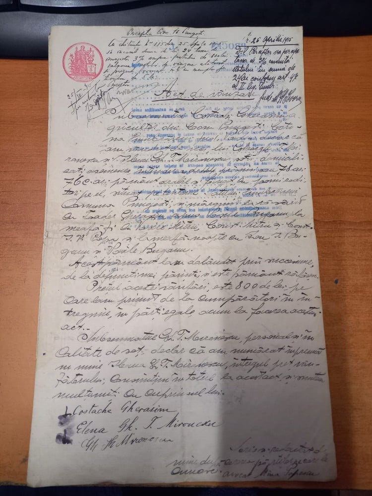 Fotografie: Act de vânzare, Vaslui, 1915, 1915