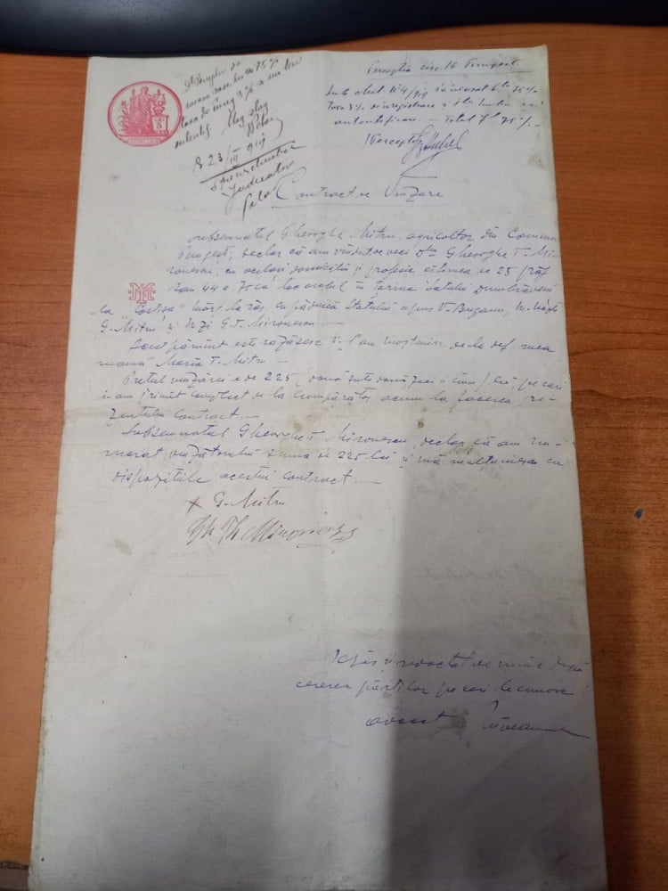 Fotografie: Contract de vânzare, județul Vaslui, 1919, 1919