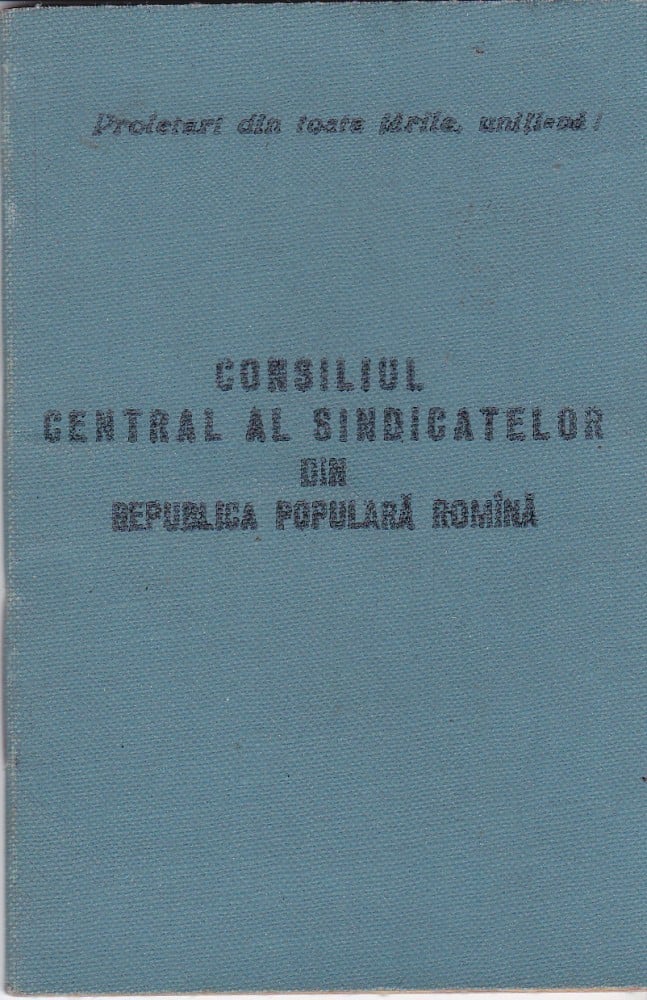 Fotografie: Carnet de membru al Consiliului Central al Sindicatelor, R.P.R., 1956, 1956