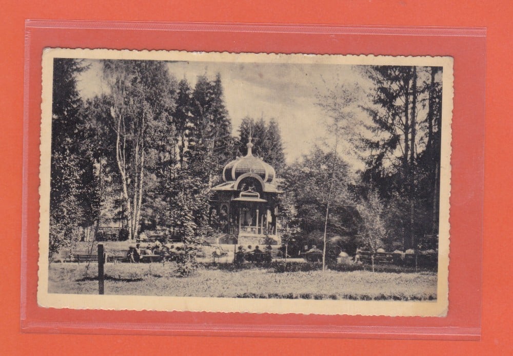 Fotografie: Ilustrată „Vatra Dornei — Pavilionul de muzică”, 1937, necirculată