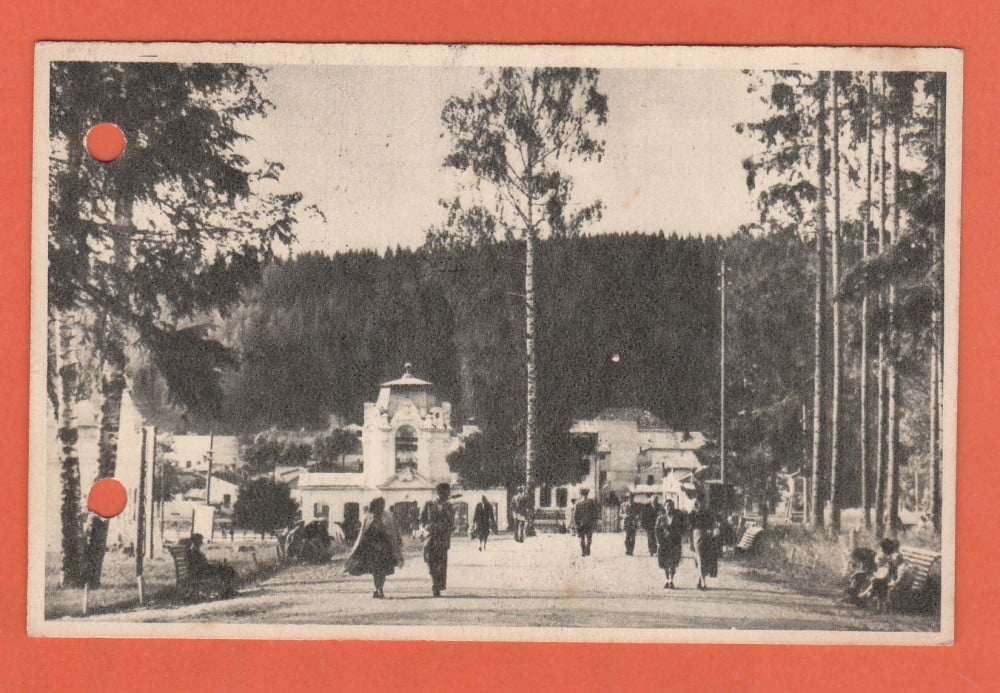 Fotografie: Vedere „Vatra Dornei — în parc”, 1954, sepia verde