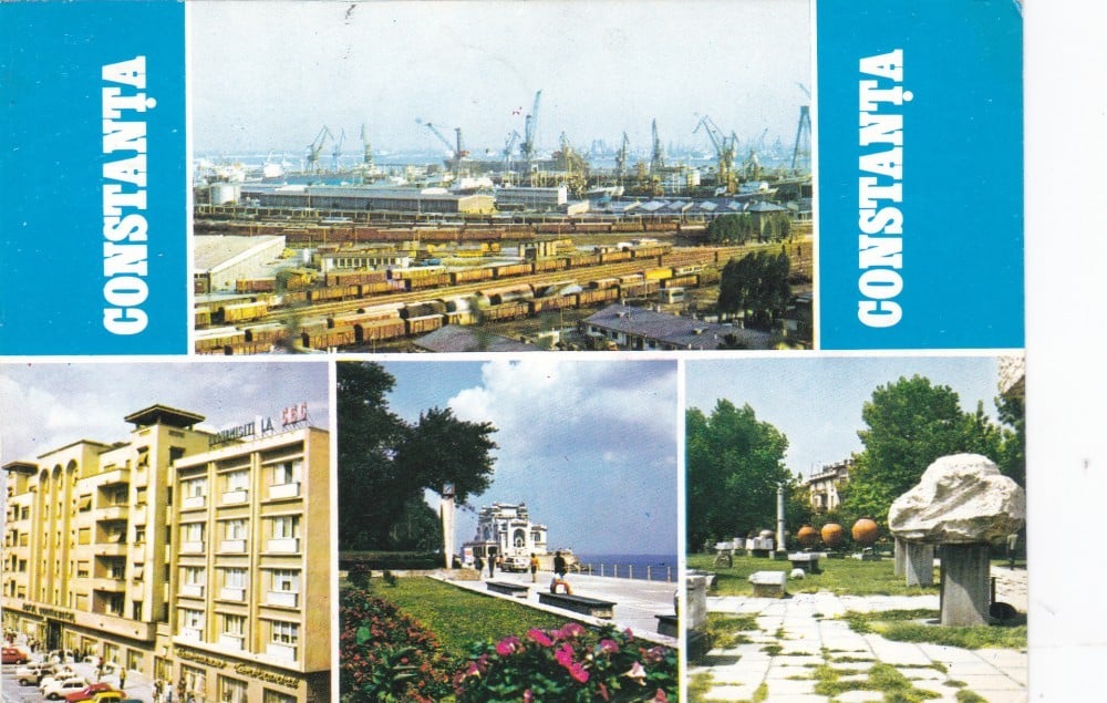 Fotografie: Ilustrată „Constanța — portul, Hotel Continental, Cazinoul, Parcul arheologic”, circulată