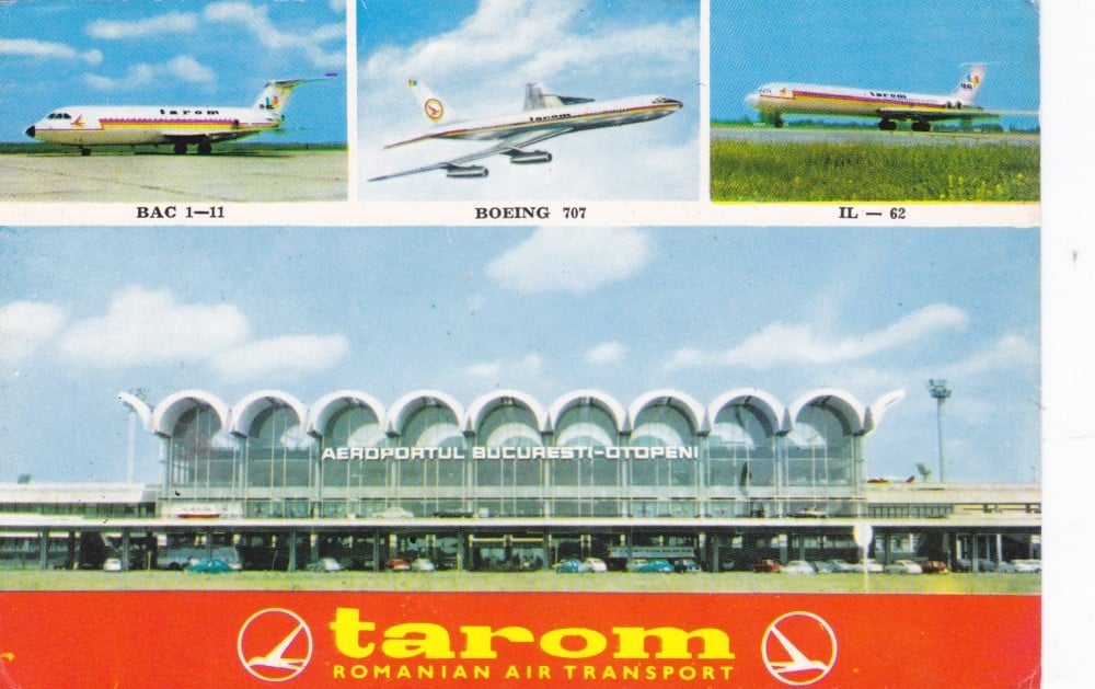 Fotografie: Ilustrată „Aeroportul București-Otopeni, TAROM”, necirculată