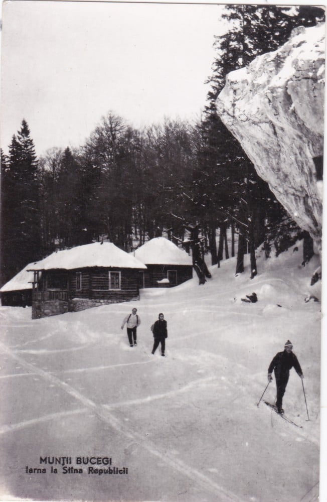 Fotografie: Ilustrată „Munții Bucegi — iarna la Stâna Republicii”, 1960