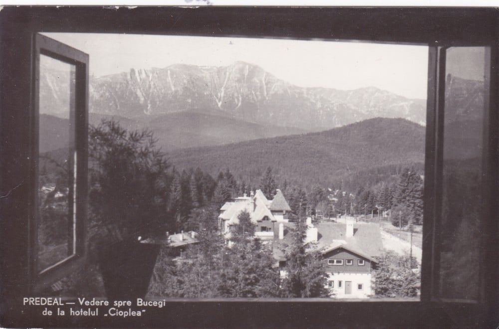 Fotografie: Ilustrată „Predeal — vedere spre Bucegi de la Hotelul Cioplea”