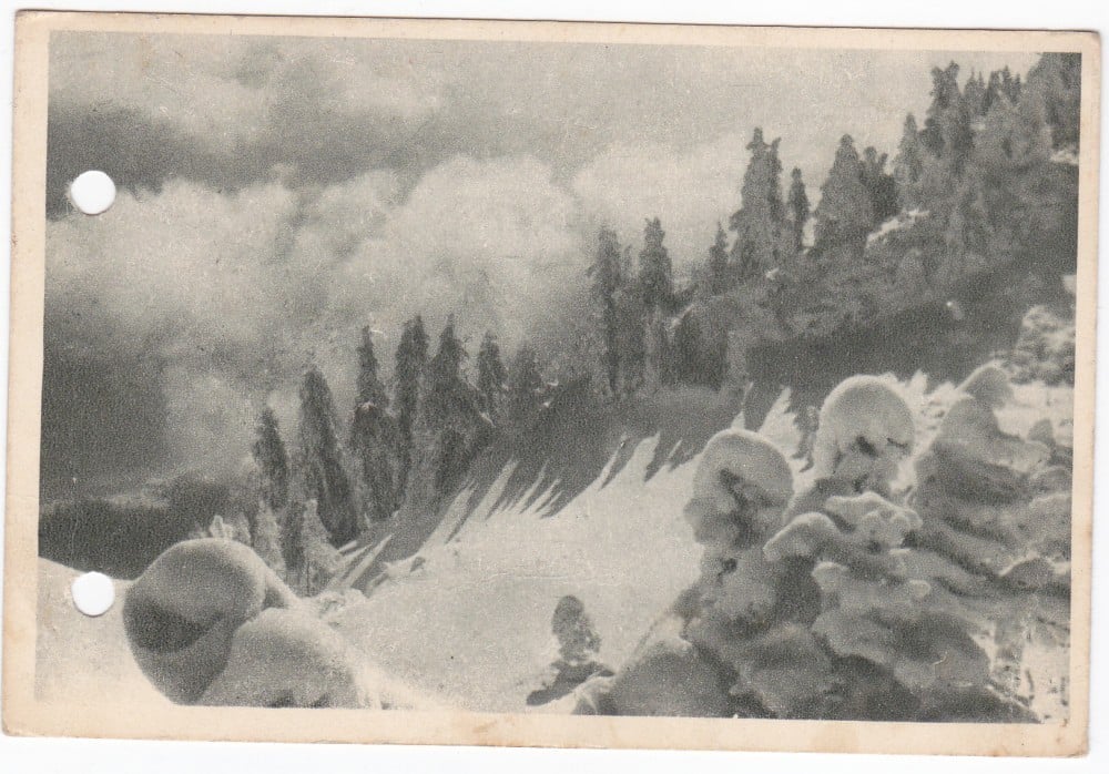 Fotografie: Ilustrată „Piatra Mare — peisaj de iarnă”, 1955