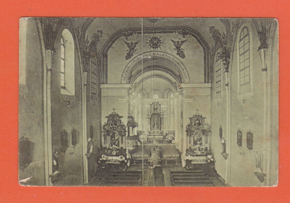 Fotografie: Carte poștală „Sibiu — Biserica Mănăstirii Ursulinelor”, circulată în 1927