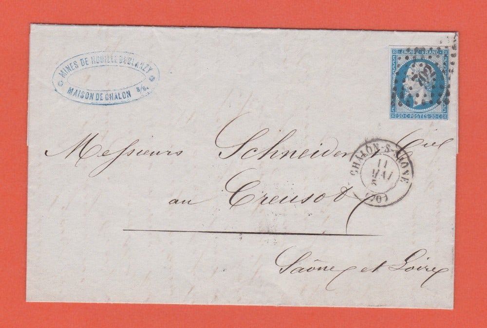 Fotografie: Scrisoare Franța, 1858, francată cu 20 de cenți (Michel 13 I A)