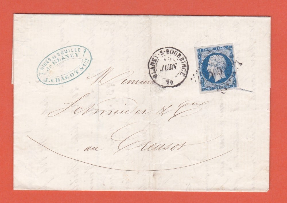 Fotografie: Scrisoare Franța, 1857, francată cu 20 de cenți nedantelat (Michel 13 I b) (II)