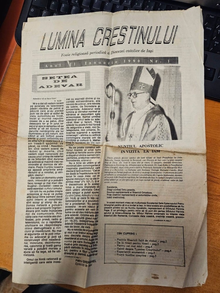 Fotografie: Ziarul „Lumina creștinului”, nr. 1, 1990