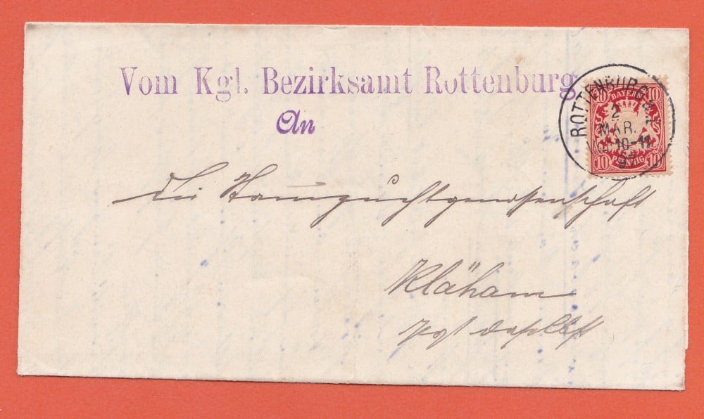 Fotografie: Scrisoare Bavaria, 1897, francatură simplă