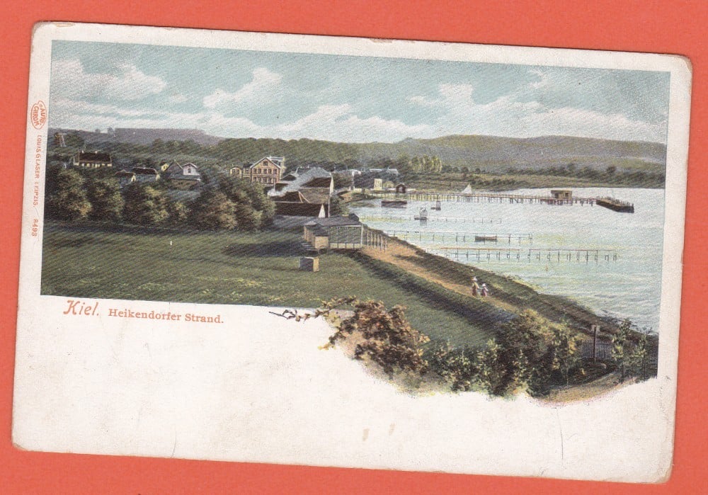 Fotografie: Carte poștală litografiată Kiel, Germania — ștrandul, necirculată