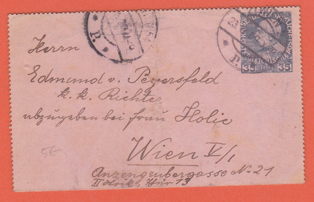 Fotografie: Întreg poștal închis, Viena, 1909
