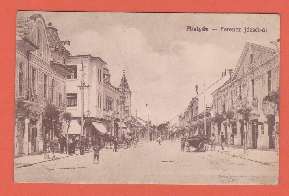 Fotografie: Carte poștală „Pöstyén (Piešťany), Slovacia — Strada Ferenc József”, animată