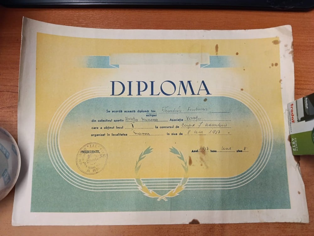 Fotografie: Diplomă — concursul de volei „Cupa 7 Membri”, 1957, A.C.F.S. Dinamo